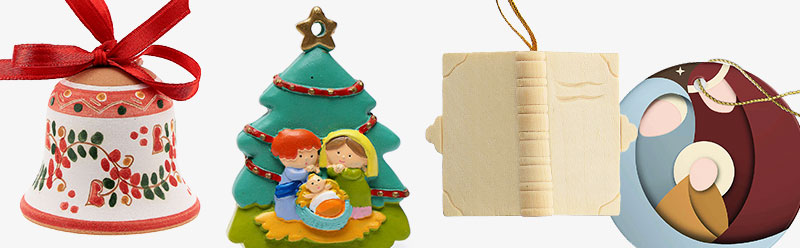 Christmas tree ornaments in wood and pvc